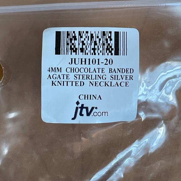 JTV New Chocolate Brown Banded Agate Knitted Necklace Sterling Silver NIB Box - Picture 4 of 6